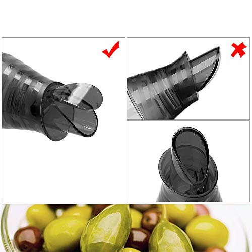 Olive Oil Dispenser Automatic Flip Oil Bottle Leakproof Glass Oil and Vinegar Cruet Condiment Container for Kitchen Cooking 12 Ounce (Grey)