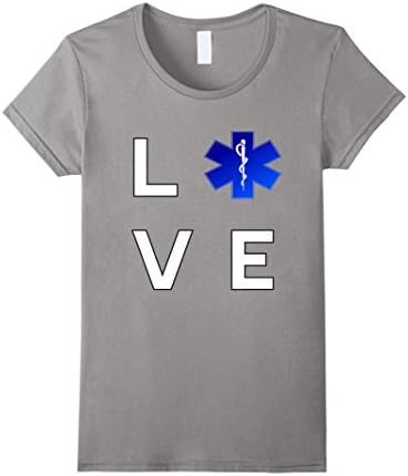 Womens Love Star Of Life EMS T-Shirt Large Slate