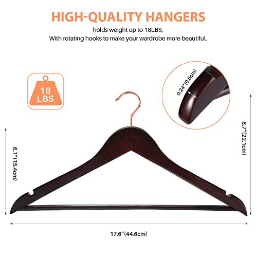Smartor Wooden Hangers 20 Pack, Sturdy Coat Hangers for Closet, Quality