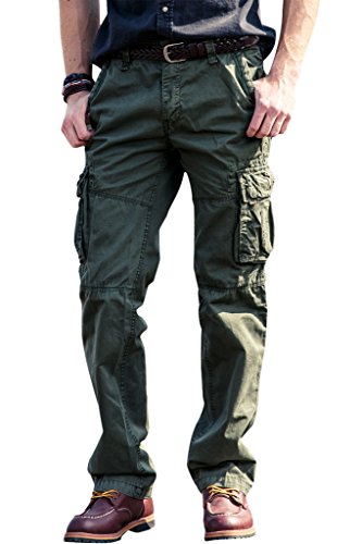 100% Cotton Mens Classic Cargo Trousers Wild Cargo Work Pants Army Green Cargo Pants Size 40