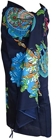 TC Tanu Collections TC Swim Beach Sarong Pareo Wrap Skirt Beach Towel Cover-up (Navy Blue Circles)