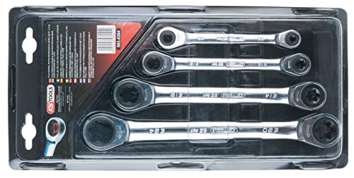 KS Tools 503.4364 Gear+ Dbl Ring Ratchet Spanner (4 Pieces) E6-E24