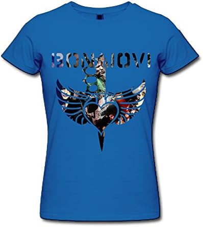 SHJQ Women's Tshirts Geek Rock Band Letters Bon Jovi Logo RoyalBlue Size S