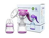 Manual Breast Pump with Lid for Breastfeeding using only 100% Food Grade, BPA-Free Breastpump Materials for Hands Free Breast Feeding