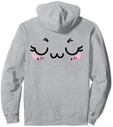 Unisex Kawaii face Cute hoodie Junior Tops Teen Girls Graphic Tees Large Heather Grey