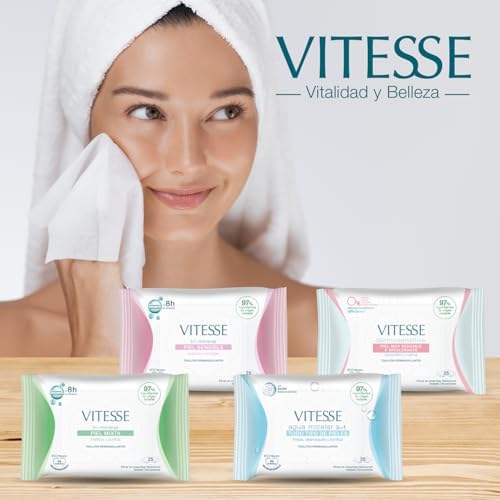 , 3 em 1 Toalhitas Desmaquilhantes Micelar Water para Todos os Tipos de Pele, com Ácido Hialurónico, Limpa e Remove Maquilhagem e Tons à Prova de Água, 25 unidades
