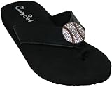 Cocomo Soul Leather Rhinestone Baseball Flip Flops