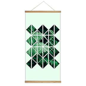 Hanging Poster Wooden Framed Green Plants Wide Leaves Theme Home Wall Canvas Prints Ready to Hang - 18"x36"