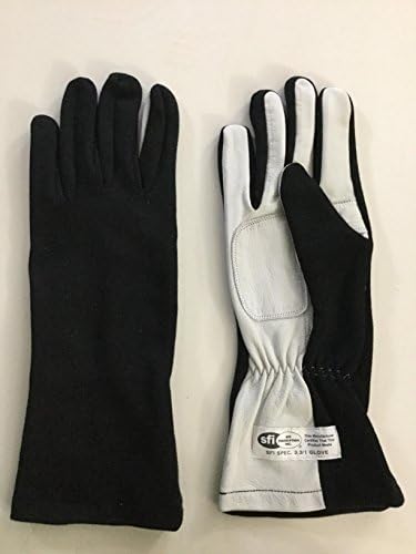 Cuircon-Nomex Racing Gloves - White Leather with Black Multi Layer Nomex Gloves (Medium, White N Black)