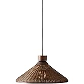 SQUSMAY Rattan Woven Pendant Hanging Lighting,Vintage Ceiling Light Bamboo Chandelier for Living Room Bedroom Restaurant Cafe