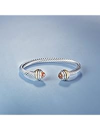 UNY Brazalete de diseño antiguo para mujer, de cable, con circonia cúbica (negro)