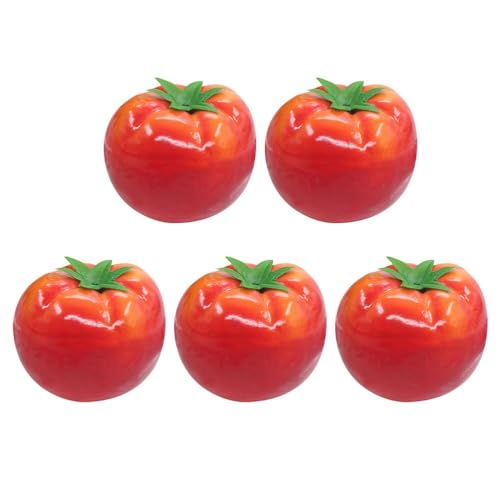 Zerodeko Lot de 5 faux jouets à fruits imitation tomate modèle de tomate artificielle pour tomates décoratives Tomates artificielles Accessoires de tomates artificielles Rouge