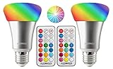 Kobra 10W RGBW 12 Color LED Light Bulb - LED Color Changing Light Bulb with Remote Control Color Changing LED Lights Timer, Variable Changing, 3 Brightness Setting LED Lights for Room Decoration 2-PK
