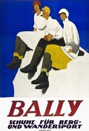 PosterBALLY Shoes of Switzerland RARE Large Vintage 1927 Advertising Poster