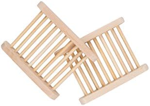 2 Pack Wooden Shower Soap Dish Holder Racks Nature Wood Color