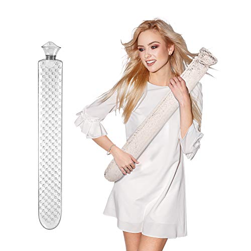 Long Hot Water Bottle - Uiter Extra Long Hot Water Bottle with Soft Fur Cover for Keeping Warm and Soothing Aches | 2.0L, 80cm Long