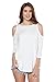 A+D Womens Soft Jersey 3/4 Sleeves Crewneck Top w/ Cold Shoulders (S-XL)