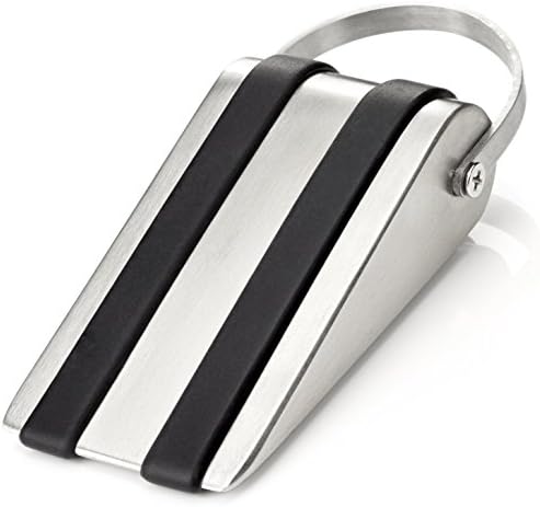 SleekStopper Decorative Stainless Steel Door Stopper with Rubber Treads and Metal Handle (2 Pack) - Lifetime Guarantee!