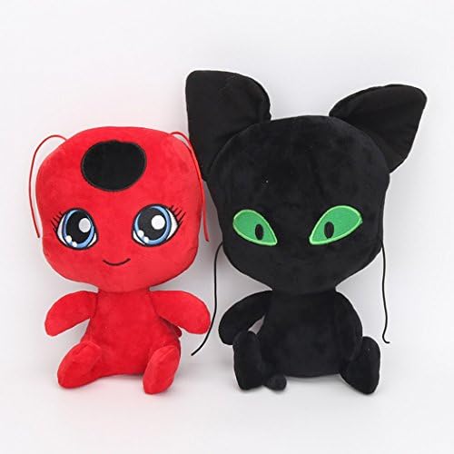 Miraculous Ladybug toys cat noir plush Toy Lady Bug toys Marinette Plagg Tikki pendant stuffed Doll (SET OF 2 - 12 inch)
