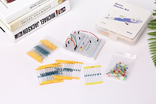 MEHE Basic Starter Kit, Values Resistor Kit Assortment 4 in 1 Electronics Components,Breadboard,Color LED,Jumper Wires for Arduino,Raspberry Pi