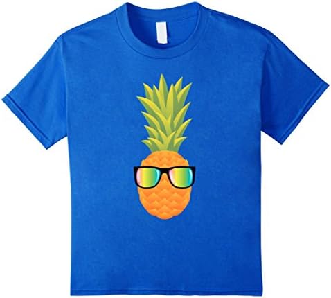 unisex-child Hawaiian Pineapple with Sunglasses Illustration Gift-T-Shirt 8 Royal Blue