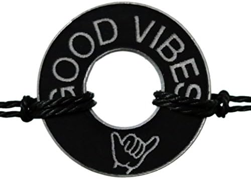 Life Token Handmade Custom Personalized Engraved Message Good Vibes Novelty Jewelry Gift Bracelet For Both Men and Women (Black with Silver Engraving)