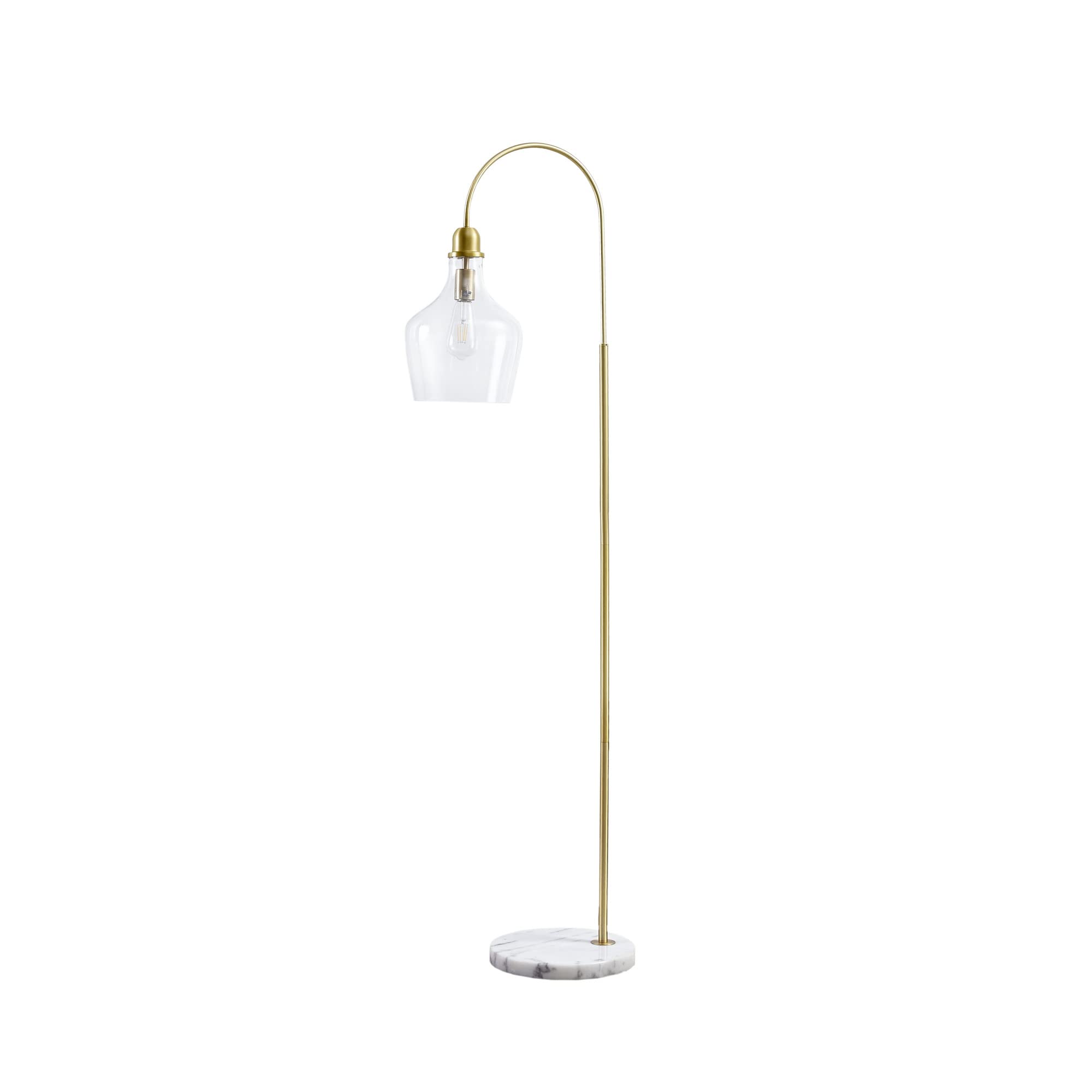 Ink+Ivy Auburn Floor Lamps for Living Room, Bell Glass Shade with Marble Base, in-Line Switch, Metal Frame, 72" Cord, Modern, Transitional, Used at Foyer,Office, Kitchen, Living Space, Gold Image