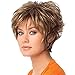 YIMANEILI Wigs for White Women Short Brown Wig Slightly Curly Synthetic Full Wig Natural Daily Hair Wigs with Wig Cap (Brown Mixed Blonde) YM013
