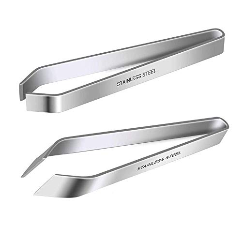 Green Olives 2 Pieces Fish Bone Tweezers Set,4.7 inches, Stainless