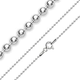 925 Sterling Silver Ball Chain Necklace for Women – 1mm Thin Italian Beaded Chain – Non Tarnish, Waterproof, Dainty Everyday Jewelry – 18, 20, 22 Inch