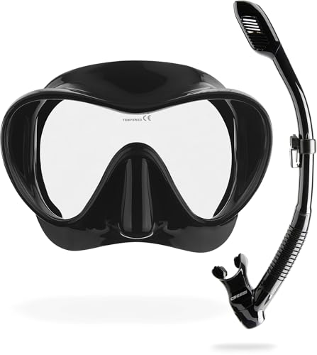 CRESSI F1 Frameless Mask F1 or Combo Set Frameless Mask + Snorkel Dry for Diving and Snorkelling, One Size, Unisex