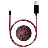 iPhone Cable Areson 3.0FT Sync & Charging Cords Visible Flowing LED Lightning Cable for iPhone 7,SE,5,5s,6,6s,6 Plus,iPad Air,Mini,iPod (Red)