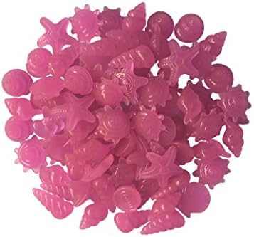 Glow pebbles 80 Pcs Glow in the Dark Garden Pebbles for Walkways and Decor (Pink sea animals)