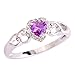 Veunora Jewelry 925 Sterling Silver Created Amethyst Filled Dainty Heart Love Ring for Women Size 6