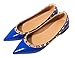 CAMSSOO Women's Classic Rivets Pointy Toe Slip on Comfort Flats Dress Pumps Shoes