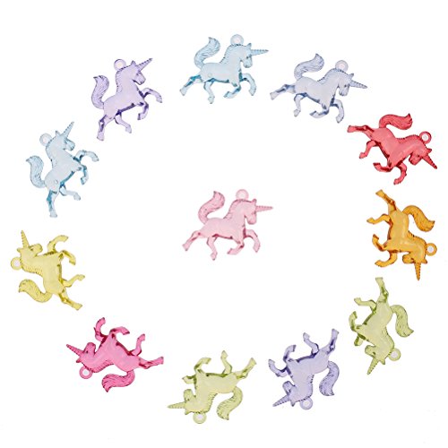 image for CoscosX 12 pcs Unicorn Acrylic Necklace Pendant Jewelry Making Supplie
