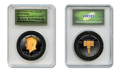 Black RUTHENIUM 1976 Bicentennial JFK 2-Sided w/ 24KT Gold in Slabbed Holder