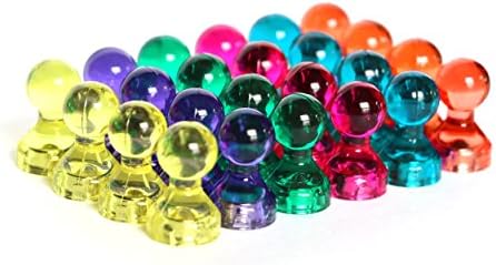 USKYMAG Acrylic Magnetic Push Pins - Set of 24 Pins, 10x Strength, Brilliant Color and Design Great for the Fridge and Magnetic Whiteboards