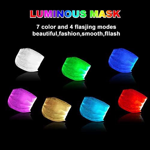Light Up Face Mas LED Rave мαsk 7 Colors Luminous Fun Rechargeable Radiation Face Mas for EDM EDC Men Women Christmas Party Festival Masquerade Costumes Glow in The Dark (White)