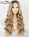 K'ryssma Blonde Wig with Dark Roots Ombre Natural Looking Wavy Long Blonde Wig Glueless Synthetic Wigs for Women