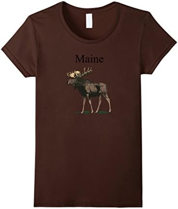 Womens Maine Moose Backwoods Lover T-shirt XL Brown