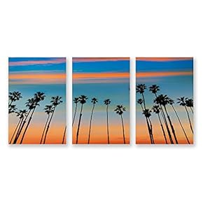 3 Panel Canvas Wall Art The Palm Trees Pictures Home Wall Decorations for Bedroom Living Room Paintings Canvas Prints Framed - 16"x24" x 3 Panels