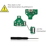 Topinno 2PCS 12Pin Connector USB Charging Port Socket Board &amp; Power Switch Ribbon Cable for Sony PS4 Wireless Dualshock 4 Controller