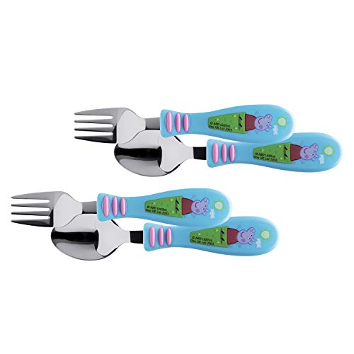 Zak Designs Peppa Pig Kid Flatware Set with Fun Character Art on Both Utensils, Non Slip Fork
