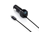 iPhone 6 Car Charger, Shackle Lightning Coiled Car Charger Adapter for iPhone 6/6s 6 Plus with extra 2.1A High Speed USB port, Black
