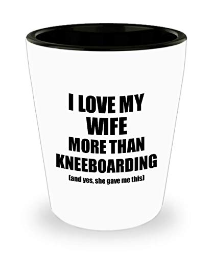 EzGift Kneeboarding Husband Shot Glass Funny Valentine Gift Idea For My Hubby Lover From Wife Liquor Alcohol 1.5 Oz Shotglass - Thumbnail 4