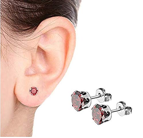 Earrings, Jsmoris 316 Surgical Stainless Steel Womens Cubic Zirconia Stud Earrings Multicolor Set Ear Piercing 8 Pairs