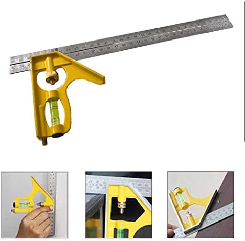 TANGON Scriber Ruler Heavy Duty Professional Combination Square Line Gauge Woodworking Marked Paint Measuring Tools Stainless Steel Blade (Yellow)