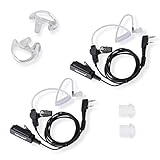 TIDRADIO Walkie Talkie Earpiece 2 Pin Walkie Talkie Headset 2 Way Radio Acoustic Tube Earpiece Walkie Talkie Earpiece with Big Mic PTT Compatible for Kenwood Radio Baofeng UV-5R Retevis H-777 2pack