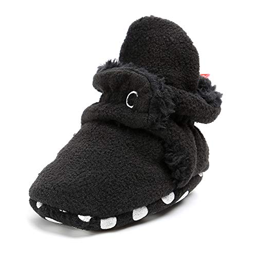 image for SOFMUO Unisex Baby Cozy Fleece Booties with Non Skid Bottom Newborn So